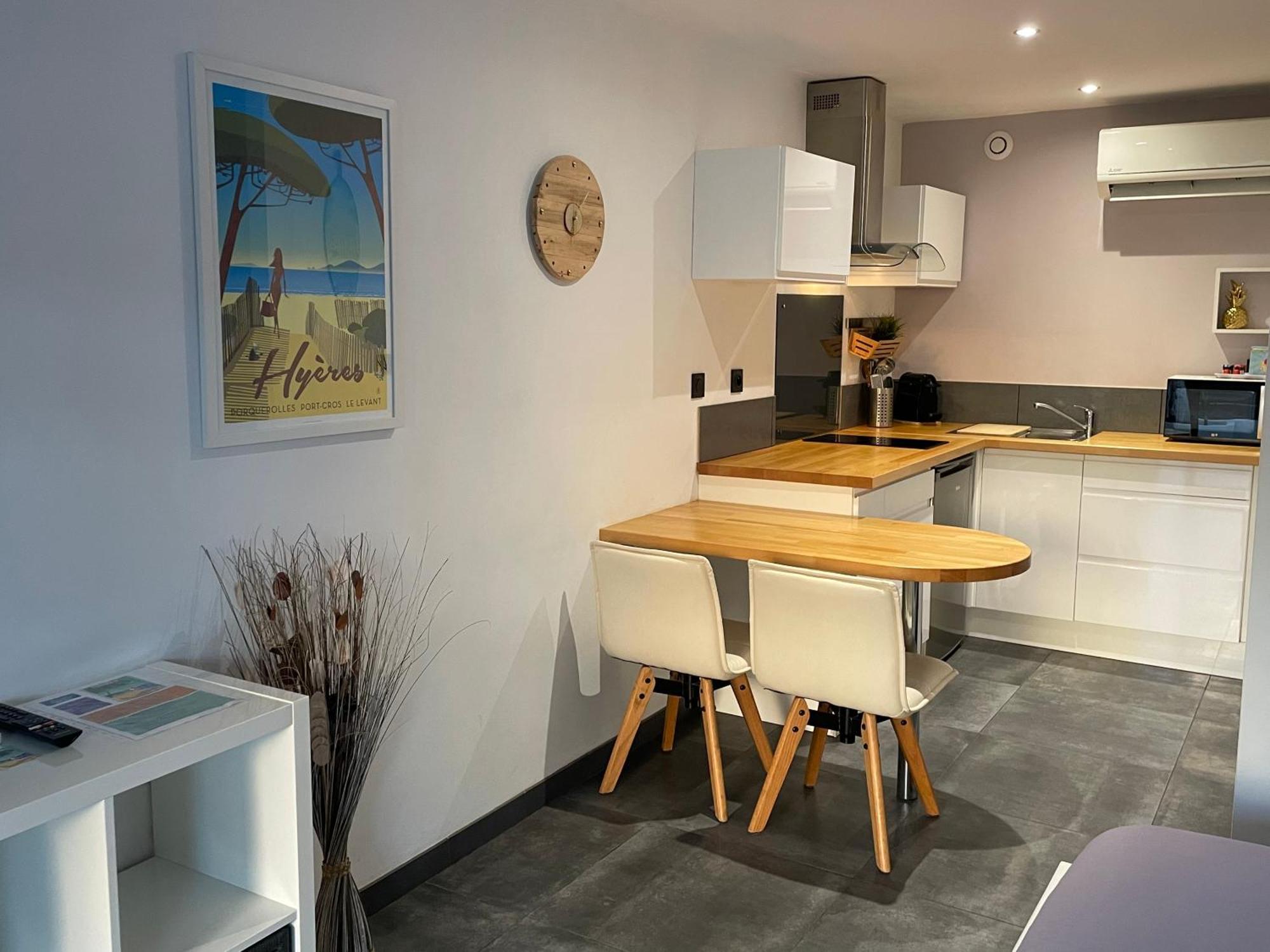 Plage A 400 M Studio Tout Confort Terrasse Clim Parking 耶尔 外观 照片